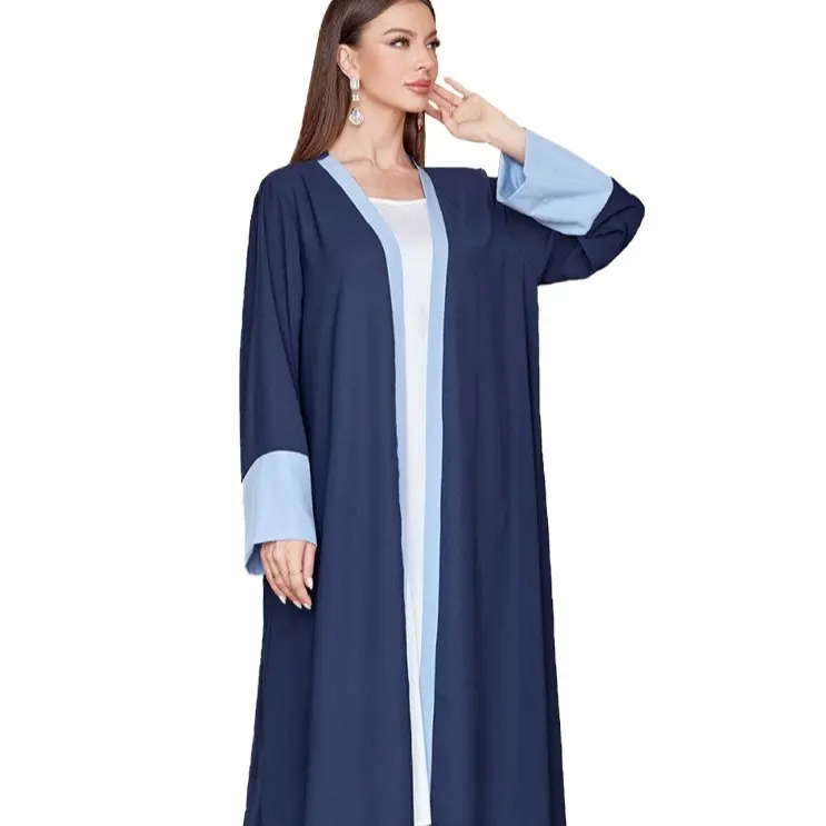 Muslim Patchwork Long Sleeve Robe with Headscarf