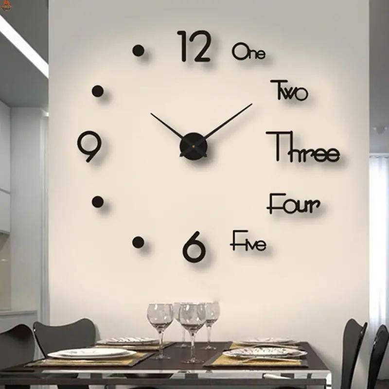 1pc 3D gương đồng hồ tường hình dán tường sáng tạo DIY đồng hồ tường hiện đại…