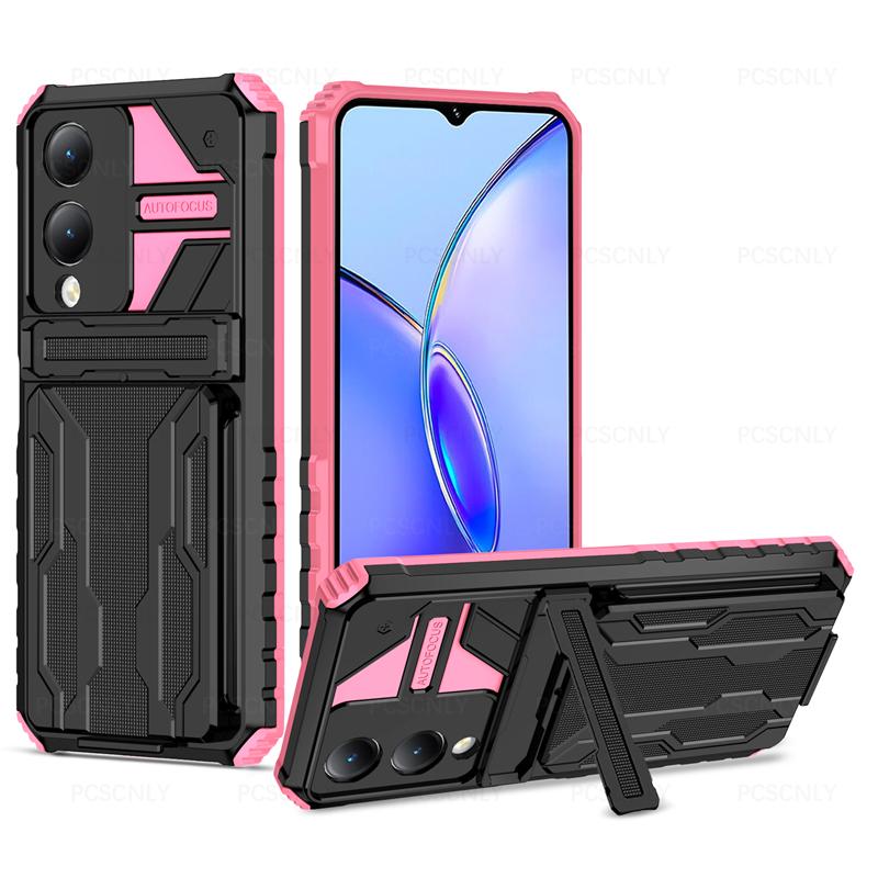 Product Introduction of Card Holder Phone Case For VIVO Y17S Casing Shockproof Armor Stand Hard Back Cover Multifunctional 10