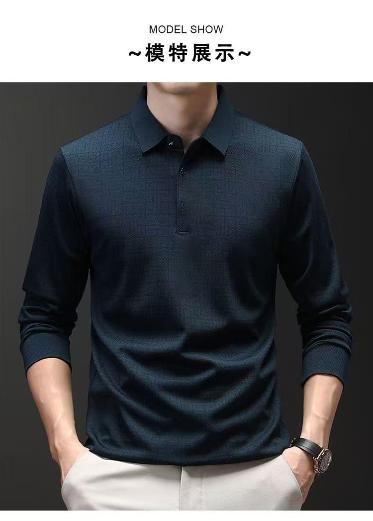Product Introduction of New men's high-end business casual loose polo shirt Breathable, comfortable, elastic, multi-color optional lapel T-shirt Moisture wicking and trendy versatile commuting T-shirt 13