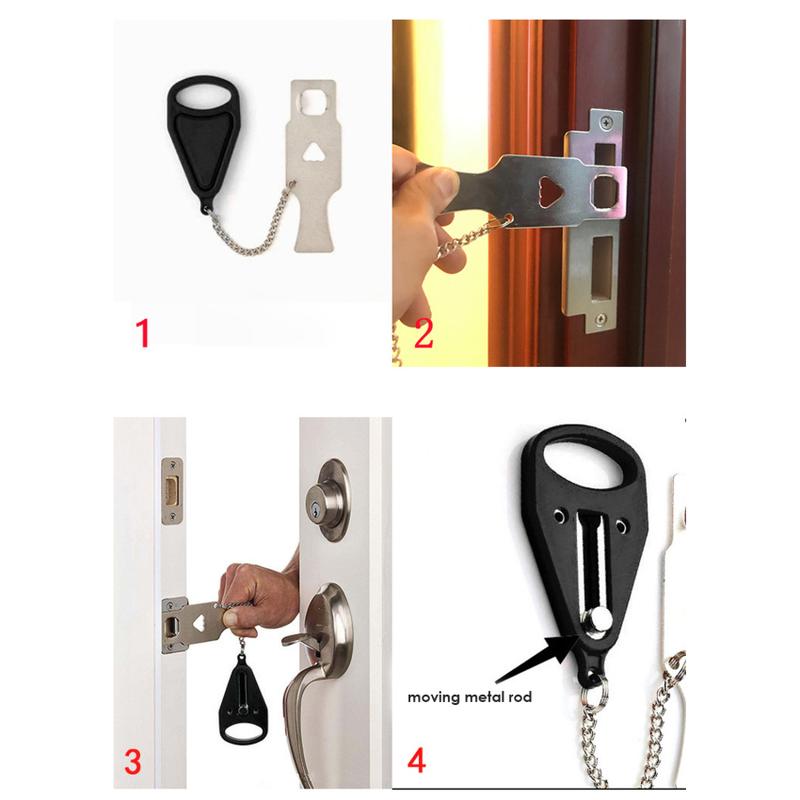Product Introduction of Portable Door Lock Double Hole Security Door Locker Travel Lockdown Lock Latch Door Lock Security Devices 6