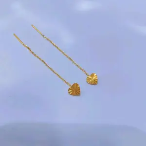 Anting Estetik Model Love Bahan Titanium Gold 24K Anti Karat Import Korea Look Mewah Hadiah Cewek Elegan