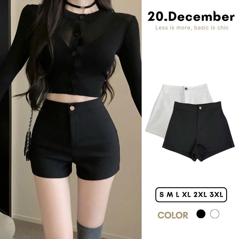 COMBO 2 Chiếc Quần Short Nữ Cạp Cao Dáng Ngắn Ôm Bụng Bản 1 Khuy Chất Vải Umi Hàn Co Dãn