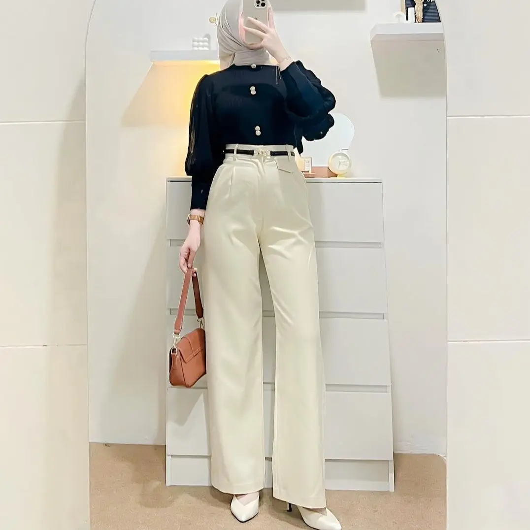 OROO Pants Thouser Wanita Anti Kusut - Kulot Basic Panjang Loose Casual Celana Cewek
