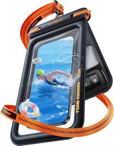 TORRAS 【国際 IP68 認証・500g 強浮力設計】 小物収納ポケット スマホ 防水ケース お風呂 ぼうすい ストラップ付き 首かけ 顔認証 高透過率画面 夏に不可欠 海 プール 温泉 雨などに 携帯防水ケース 7インチ以下スマホ対応 FlowPockets ブラック