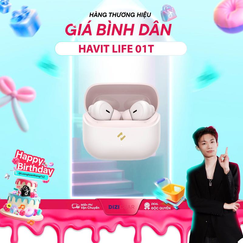   Deal Độc Quyền KOC Lương Toàn Thắng  Tai Nghe TWS HAVIT LIFE 01T BT 5.4 Gọn Nhẹ. Màng Loa 13mm Công Nghệ AI Khử Ồn Nghe Đến 33H - Hàng Chính Hãng 