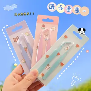 ᒪOᒪOᑕᕼIᑕ 2 Pcs Pinset Lucu Motif Kartun Warna Pastel Macaron | Tweezer Imut Penjepit Sticker