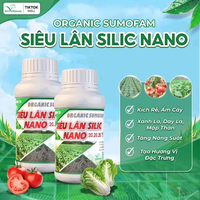 Phân bón hữu cơ Siêu Lân Silic Nano giúp kích rễ cứng cây xanh lá dày lá mập thân tạo hương vị sản phẩm tăng nắng suất và chất lượng nông sản - Chai 250ml