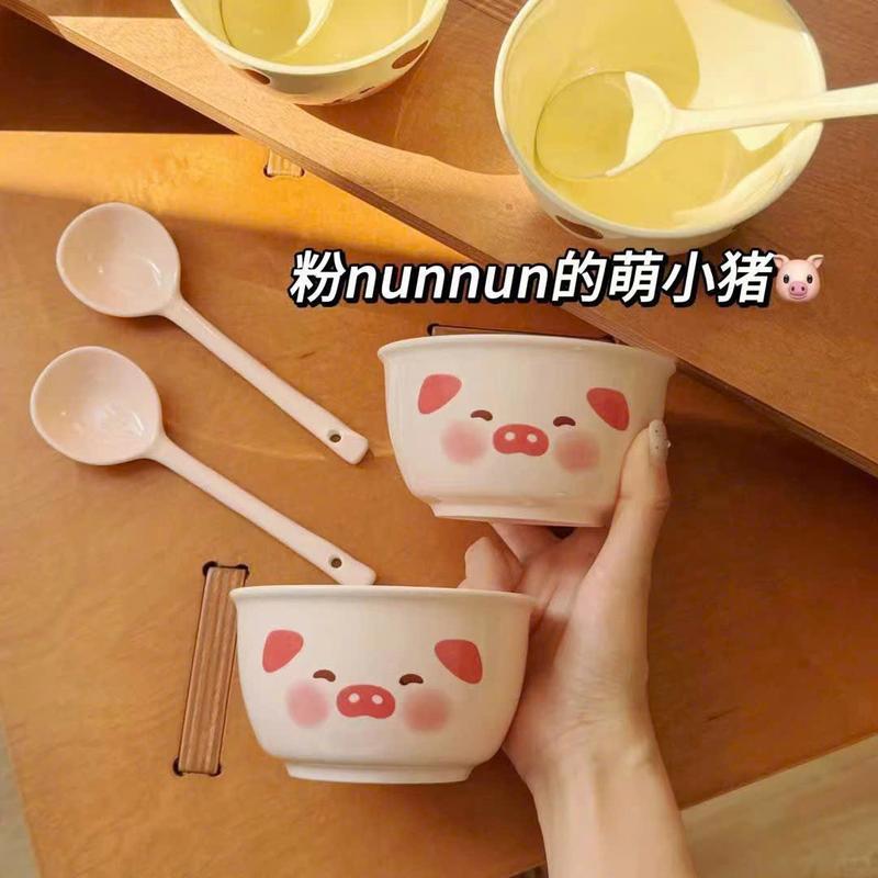SET 2 BÁT SỨ + 2 THÌA SỨ HÌNH DỄ THƯƠNG, COMBO 2 BÁT 2 THÌA SỨ HÌNH VẼ ĐÁNG YÊU , BÁT GIÚP BÉ ĂN NGON 6