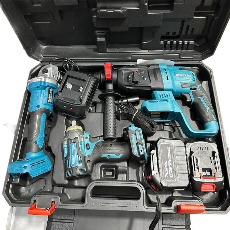  Combo 3 Máy Khoan Công Trình  - Khoan Bê Tông - Máy Mài - Siết Bulong 2 in 1 - Chân Pin Phổ Thông - Động Cơ Từ Không Chổi Than gỗ multicolor 