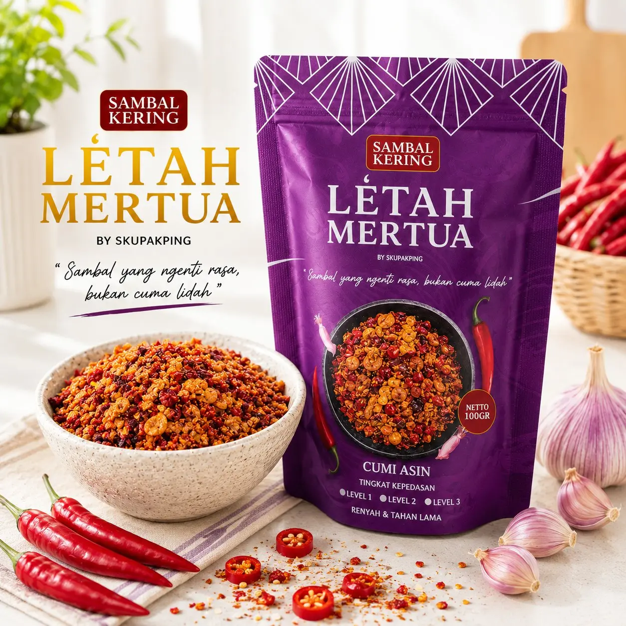 [CUMI ASIN] Sambal Bawang Kering Kriuk Krispy Letah Mertua Pedas Hot