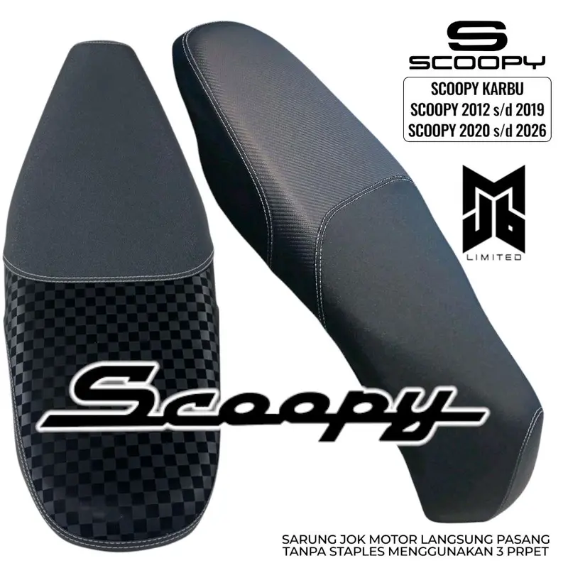 Sarung Jok Motor SCOOPY Model PCX Motip PASIR x KARBON-CATUR 3D Belakang Bahan Standar 0.7