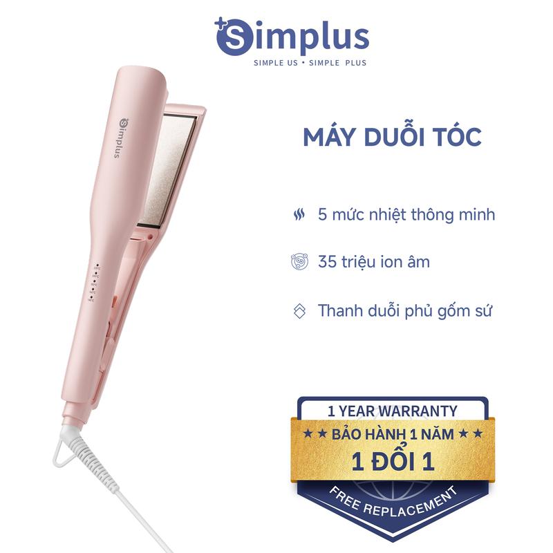 SimplusVN Máy Duỗi Tóc ZFBA005 - 5 mức nhiệt, 35 triệu ion âm, Thanh duỗi phủ men gốm sứ, Bảng điều chỉnh linh hoạt, Bảo hành 1 năm chỉ đổi không sửa