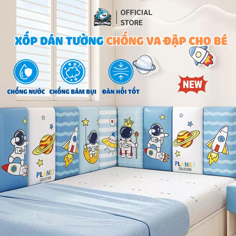 Miếng Xốp Dán Tường Cao Cấp Chống Va Đập Cho Bé, Tấm Xốp Dán Tường Hình Hoạt Hình 3D Trang Trí , Decor Phòng Ngủ