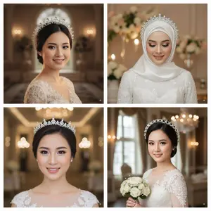 [MK37] Mahkota Pengantin Victoria Panjang Sampai Telinga Elegan Wanita Crown