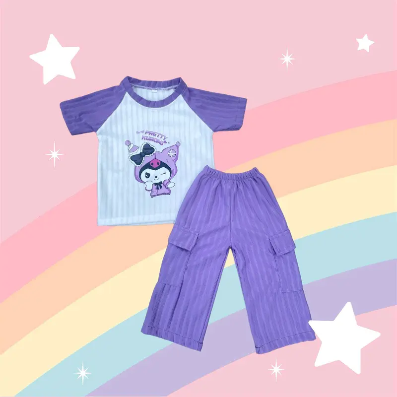 Setelan Anak Kuromi Knit Cargo Perempuan Usia 1-10 Tahun Size 246810 - Katun - Bayi 3