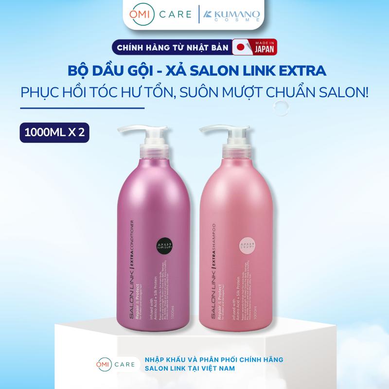 [Nhập Khẩu Chính Ngạch] Bộ Dầu Gội - Xả SALON LINK EXTRA 1000ml x 2 - Phục Hồi Tóc Hư Tổn, Suôn Mềm Mượt Chuẩn Salon!
