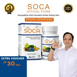 SOCA Kapsul Asli Bilberry Buah Bit Wortel Daun Kelor untuk Kesehatan Mata Halal BPOM 100% Organik Antioksidan Kuat Lutein Zeaxanthin Vitamin A dan C Terdaftar BPOM TR 243 010 111