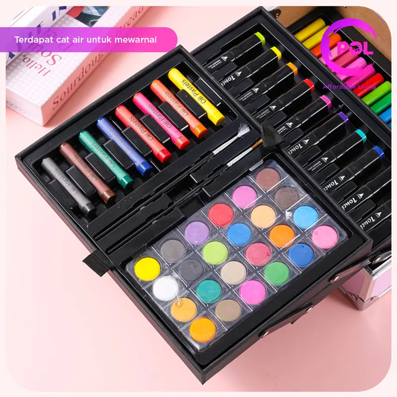 [POL] COD SNI Crayon Art Set 128pcs & 133pcs Koper Alumunium Besi | Krayon Pensil Warna 3