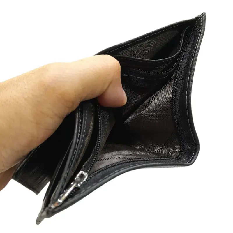 Dompet Pria Lipat Pendek Asli Kulit Sapi Model Berdiri dengan 7 Slot Kartu & 3 Ruang Uang Tunai - Natural 6