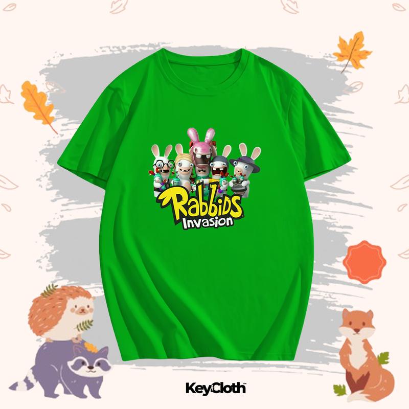 Baju Kaos Anak Karakter Rabbids Invasion Anak Laki-Laki/Perempuan Usia 1-12 Tahun Bahan Cotton Combed 30s Unisex 1