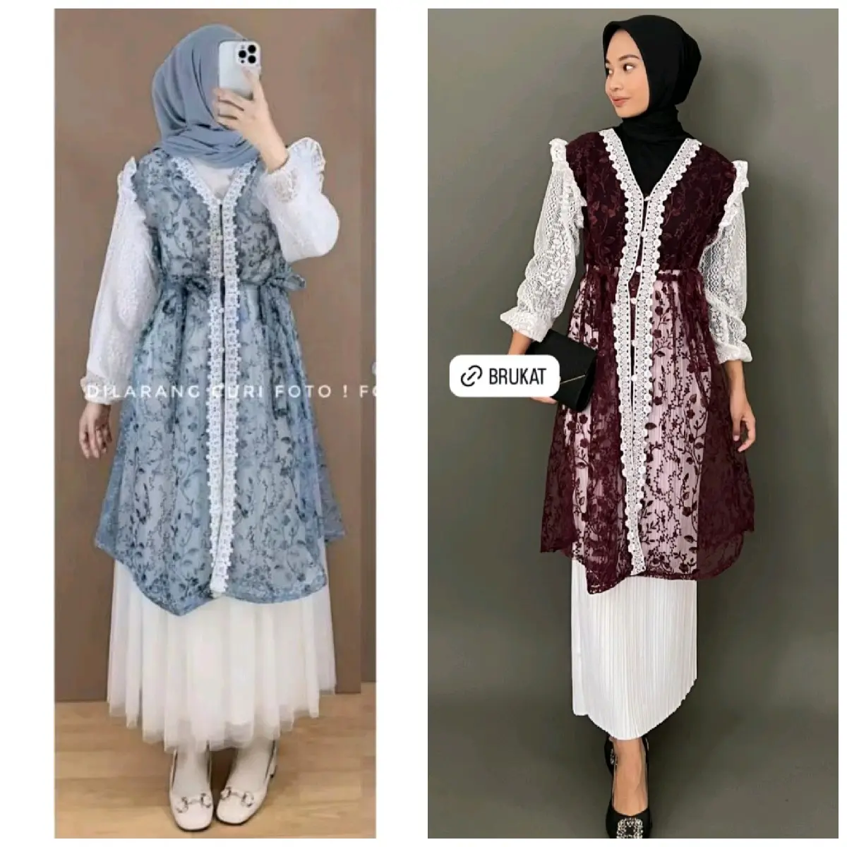 Yeril Outer Tunik  Brocade Lace Outer Atasan Wanita Lengan Panjang Undak | Outer Kondangan |Outer Renda| Outer Brukat | Outer Tile | Outer gardenia| Outer Lebaran Dewasa