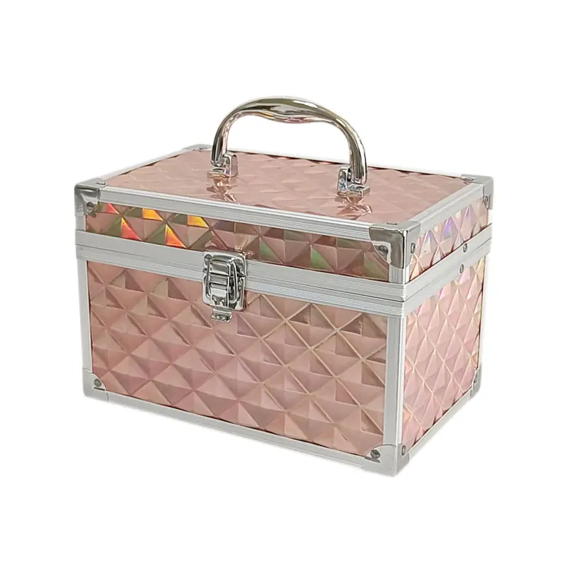Box Kosmetik Mini Kecantikan Makeup Beauty Case Kode 1668-2 FS Desain Mini Kompak dengan Sekat Adjustable Warna Cerah Cocok untuk Penggunaan Sehari-hari dan Bepergian Bahan Metalic ABS Ukuran 23x15x15cm 2