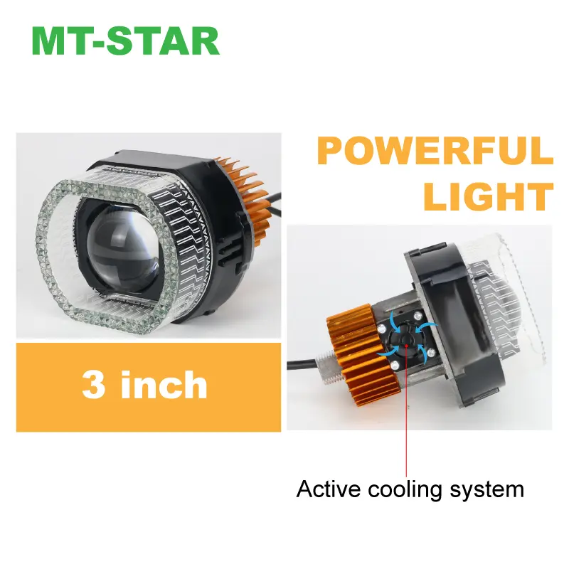 MT-STAR Projie Biled MP03 Crystal 3 INCH High Low Putih Dilengkapi Kipas Pendingin Devil dan Shroud untuk Car/Motorcycle Kabel 2