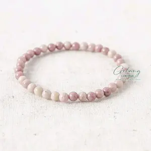 Gelang Batu Alam Rhodonite / Rhodocrosite Ukuran 4/6/8 mm, Gelang Kesehatan, Gelang Yoga, Gelang Fokus Dan Meditasi, Gelang Chakra Bracelets Tali Pria Wanita harian gelang & bangle untuk kestabilan emosi bracelet model tangan