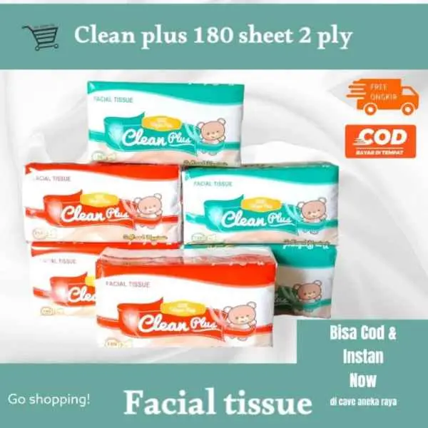 Tisu Clean Plus 180 Lembar 2 ply Paket 6