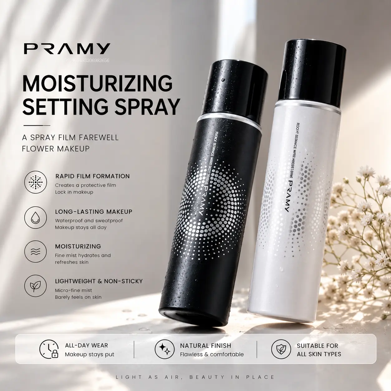 【Buy One Get One Free】 [BUY 2 GET 3] Pramy Trial & Travel Bundle | 2PCS 65ML FREE MATTE 30ML | Matte Dewy Finish | Primer Setting Spray Anti Cakey and Long Lasting Makeup Hingga 12 Jam | Melembabkan Kulit dan Mengontol Minyak Berlebih | Fixing SprayLRHVW