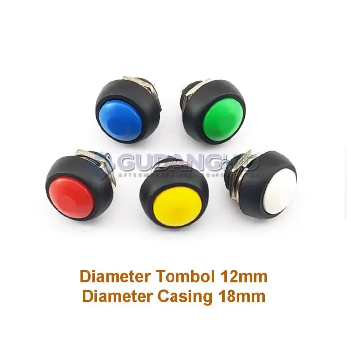 Saklar Reset Klakson Momentary Tombol ON OFF Universal Push Switch Hijau Kuning Plastik Putih Biru 0
