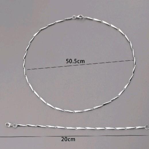 KALUNG TITANIUM SILVER SATU SET PRIA WANITA MODEL RANTAI PADI ACCESORIES IMPORT QUALITY ANTI KARAT 2