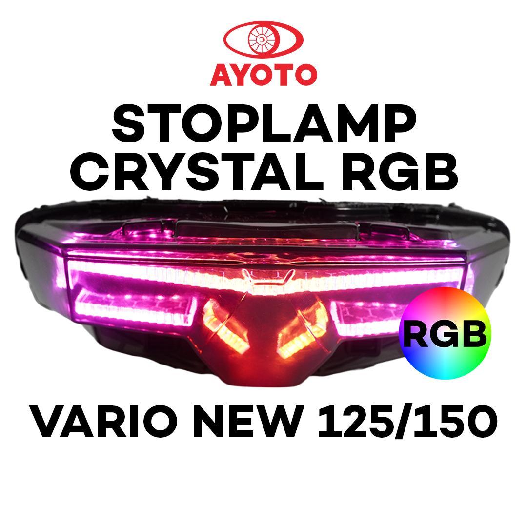 (BD) AYOTO Stoplamp Crystal RGB Full Set Running Motor Vario Beat FI/ESP & Deluxe LED Kualitas Tinggi Plug and Play 10 Mode Standby