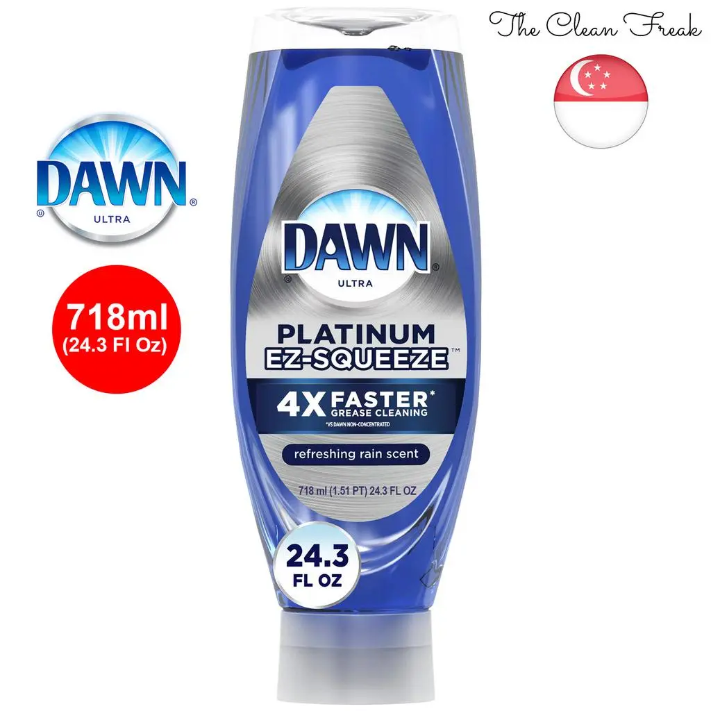 Dawn Ultra Platinum EZ-Squeeze 4X Grease Cleaning Power , Dishwashing Liquid Dish Soap, Refreshing Rain