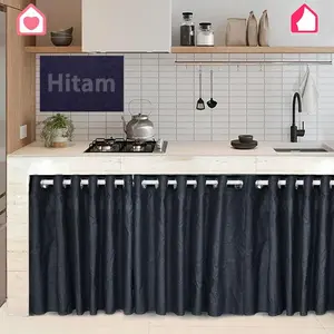 Gorden Kolong Dapur Smokring Motif Polos Embos Minimalis Ukuran 120x50 60 70 75 85cm Bahan Kain Polymicro Custom Ukuran Gratis Cocok Untuk Dapur Modern