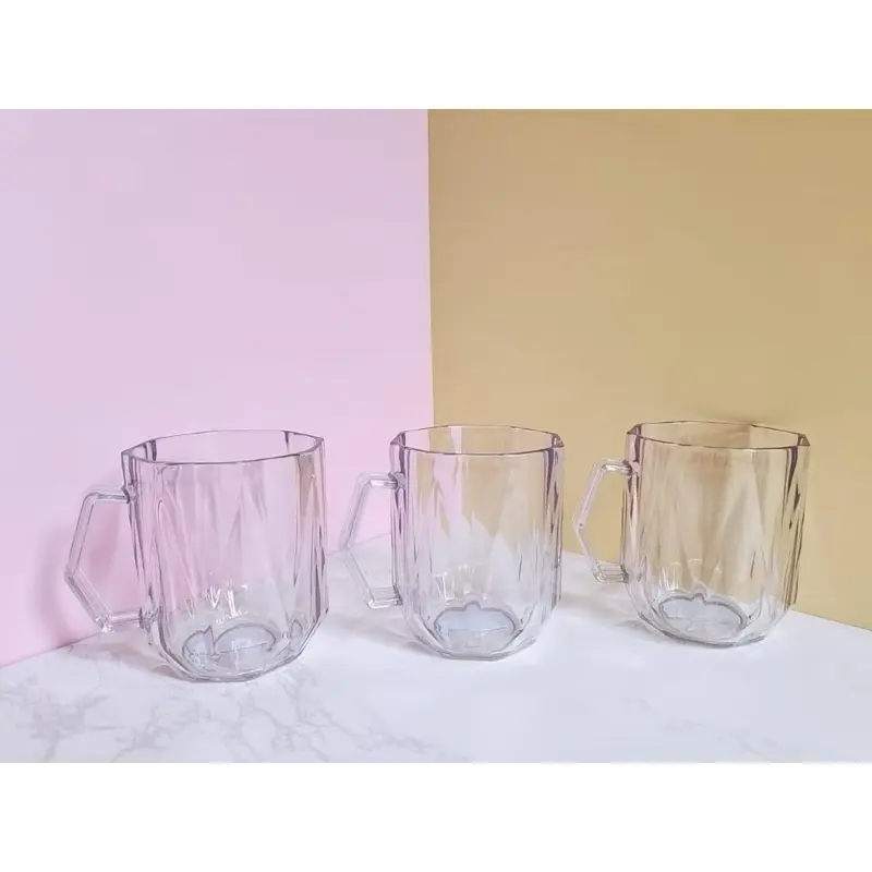 Cốc Nhựa Kim Cương Trong Siêu Dày Không Vỡ Chịu Nhiệt  Cao 450ML, 460ML Có Quai Cầm Uống Bia, Cốc Nước, Cốc Sinh Tố Siêu Đẹp Nhựa (Mã 6388, 6389 quai) 5