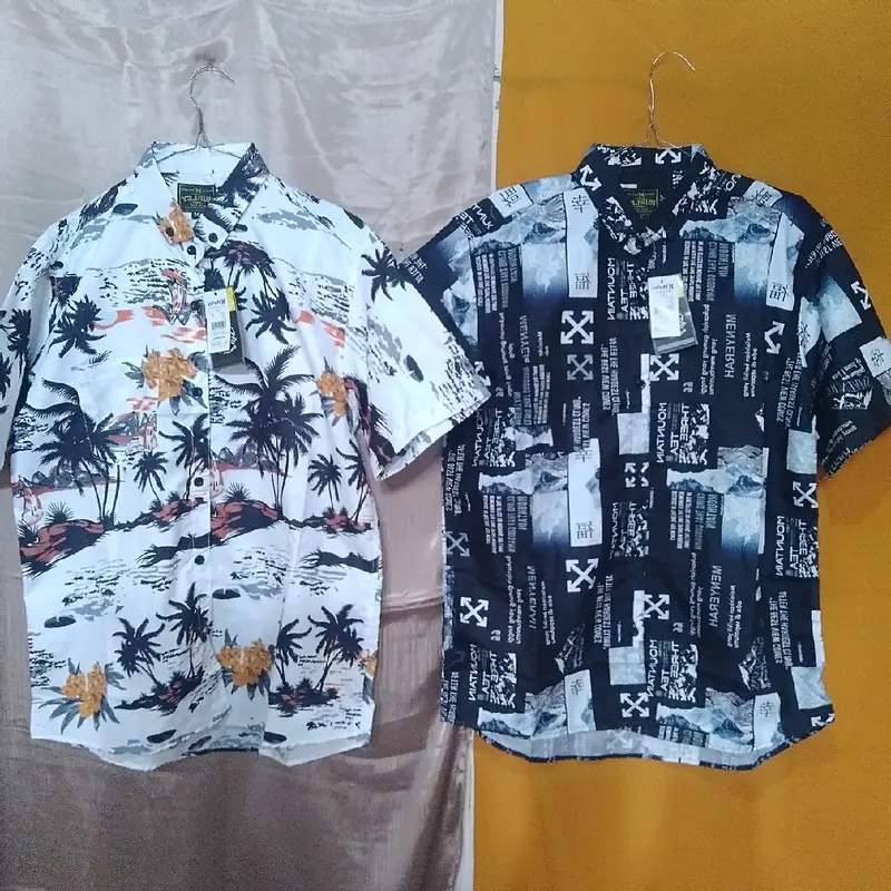 paket kemeja motif 2pcs baju atasan pria lengan pendek santai dan formal bahan katun adem 4