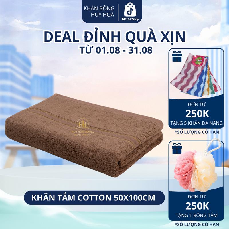 Khăn Tắm Cotton 50x100cm Huy Hòa Towel. Mềm Mịn, Thấm Hút, Không Đổ Lông, Không Phai Màu. Dùng Cho Nhà Tắm, Phòng Tắm, Spa, Khách Sạn, Resort