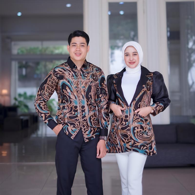 Blazer Batik Wanita Lapis Trikot Motif Yucca - Atasan Kerja Batik Wanita 4