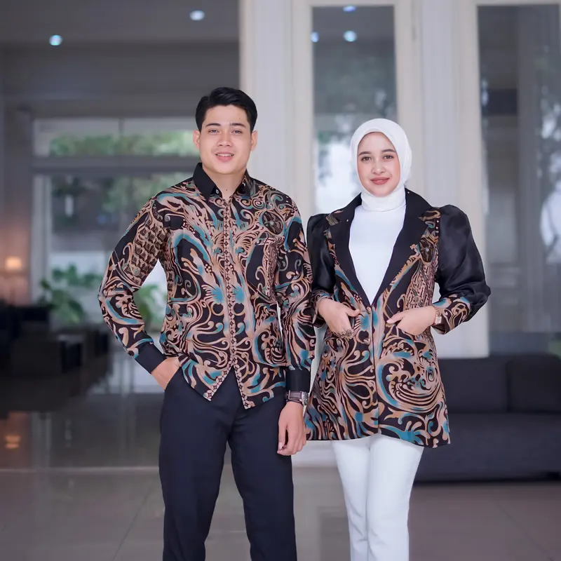 Blazer Batik Wanita Lapis Trikot Motif Yucca - Atasan Kerja Batik Wanita 4