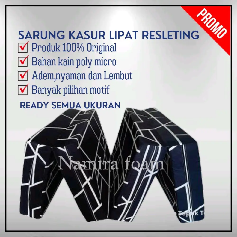 ( Hanya Sarung ) Sarung Kasur Lipat 4,3,2 Busa Resleting Tebal 5,10,15,20 cm / Cover Kasur Sprei Resleting