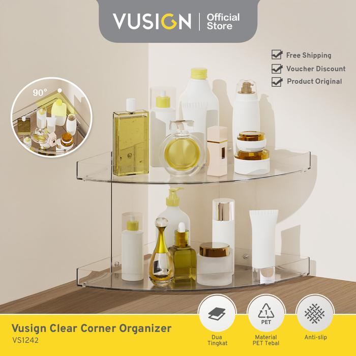 Gambar [NEW ARRIVAL] Vusign Clear Corner Organizer Shelf 2 Layer / Rak Meja Kosmetik Sudut 2 TIngkat / Storage Makeup Shelf 2 Level Multifungsi VS1242 dari vusignhome Kab. Tangerang Tokopedia