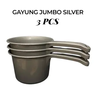 3 Pcs Gayung Mandi Plastik Jumbo Silver Berkualitas Bahan Tebal