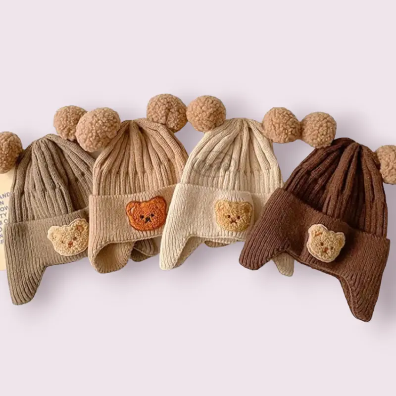 Topi Kupluk Bayi Bear Korea (0-1 tahun) Hitam Kuning 1