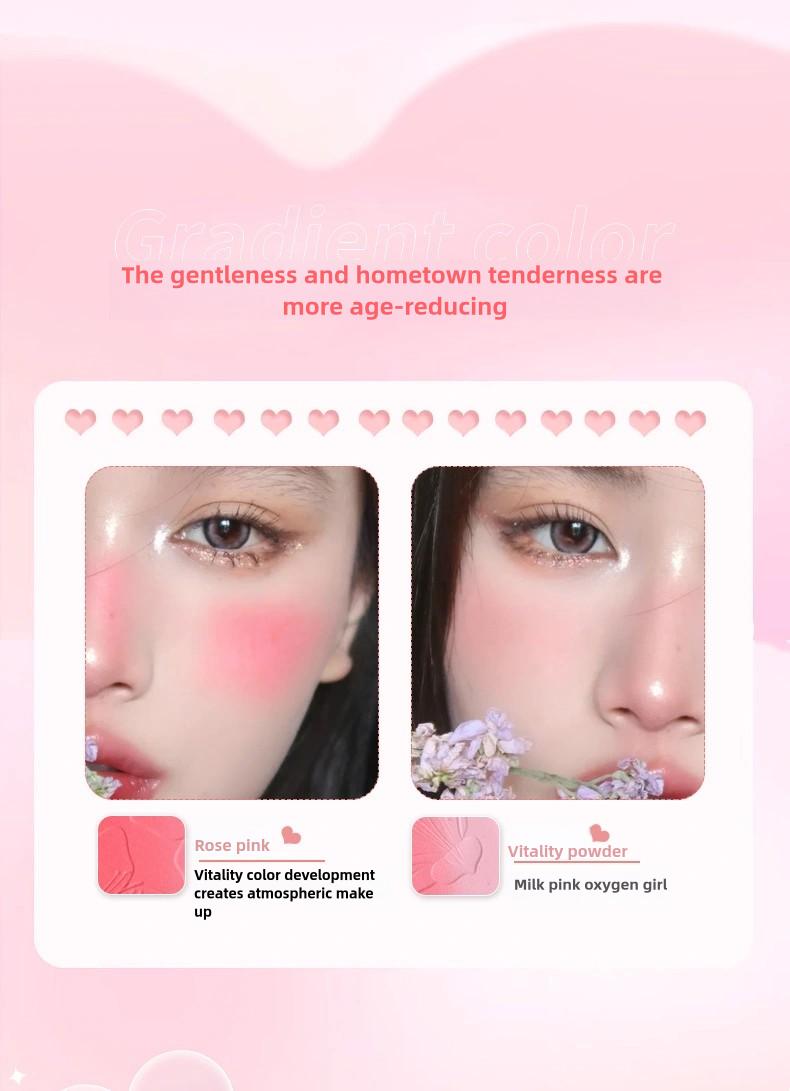 Product Introduction of 【buy 1 get 1 free】ZVEV Gradient powder blusher+brush, low saturation, improve atmosphere, can be used as concealer, 6 colors 12