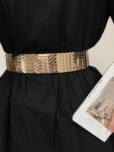 Cinturón ancho para mujer para otoño e invierno, cinturón de cuero decorativo versátil, nuevo cinturón elástico sin agujeros para uso diario