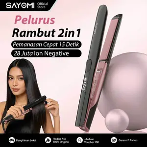 (Catokan Keratin) SAYOMI S3207 Catokan Rambut 2 In 1 Keratin Ionic 3D Floating Cheramic Glide+Argan Oil Lurus & Curly Tahan Lama Fast Heating 28 Juta Ion Negative Hair Straightener Lurus Curly Keriting Garansi 12 Bulan