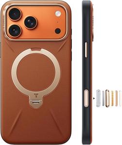 「TORRAS Q3 レザートーン」iPhone Galaxy S26用 ケース【新感覚レザー・スキンタッチ】Ostand Q3 レザートーン MagSafe対応 リング スタンド 360°定点回転 縦横両対応 マグネット搭載 革 カメラコントロールボタン 米軍規格 耐衝撃 指紋防止 アンバー・ブラウン torras iphoneケース