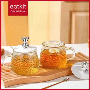 Eatkit Paket Gelas Kaca Aesthetic 350ml Bundle Water Mug Cup 320ml Simple Coffee and Tea Kitchenware